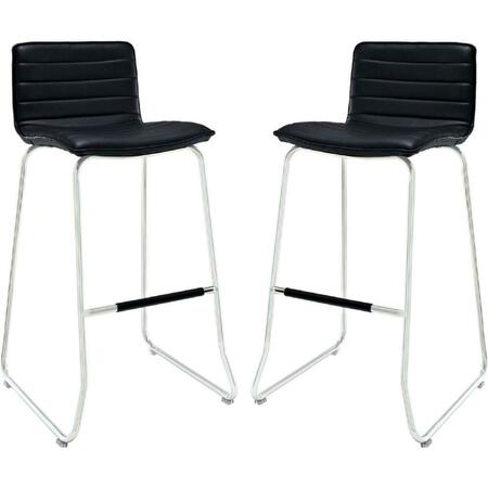 PRIMEWIR Dive Bar Stool in Black Leatherette on Chrome Base, 2PK EEI-1688-BLK